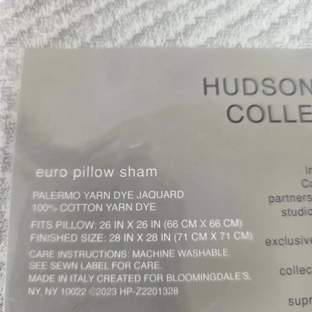 Hudson Park Palermo Euro Pillow Sham Gray Chevron Pattern Italy 100% Cotton